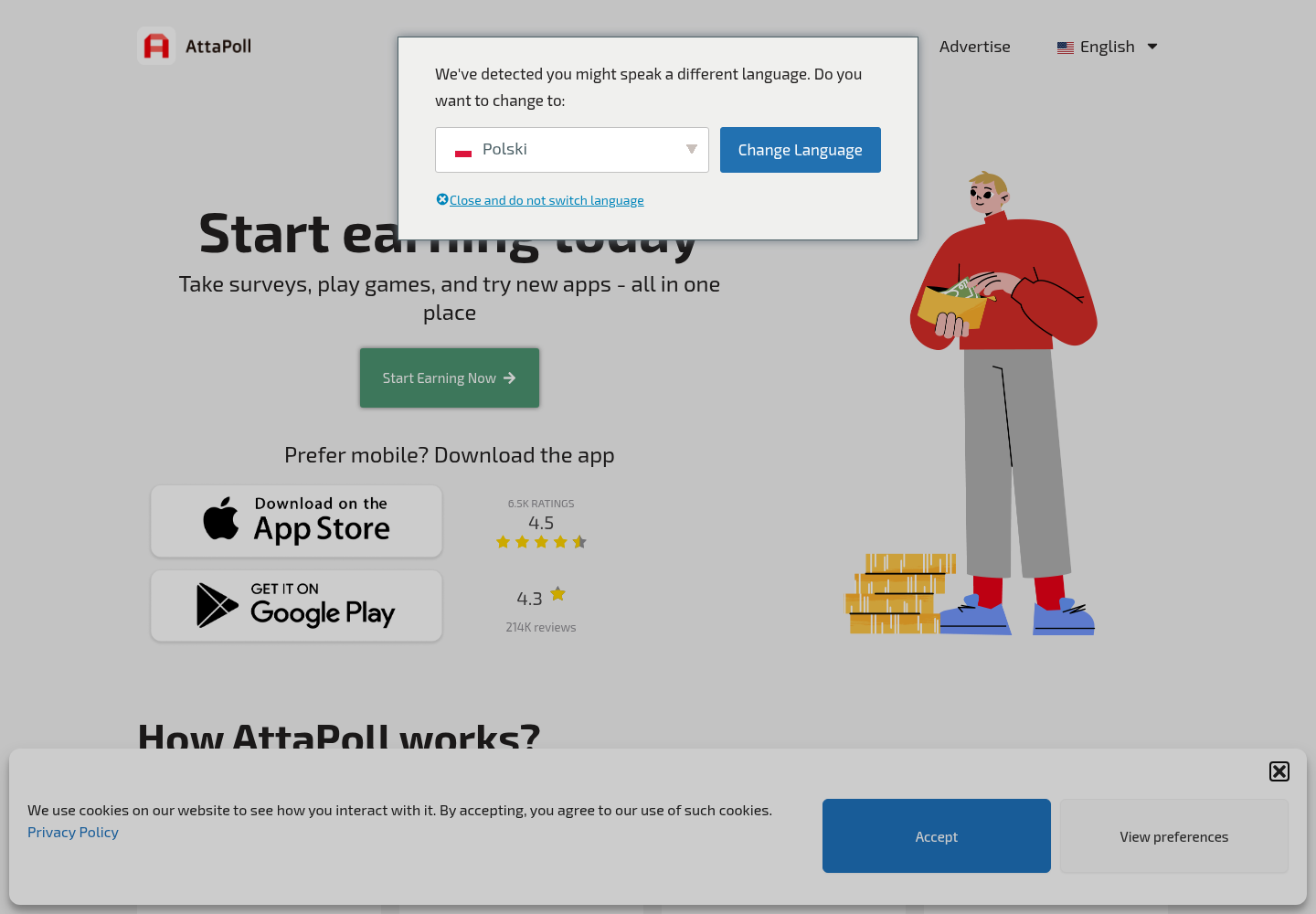 Zrzut oficjalnej strony AttaPoll