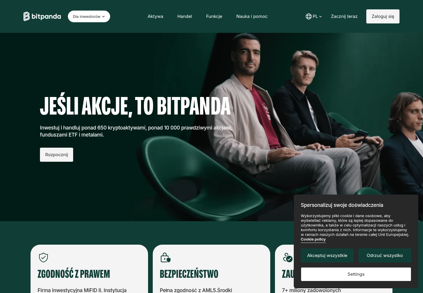 Zrzut oficjalnej strony Bitpanda