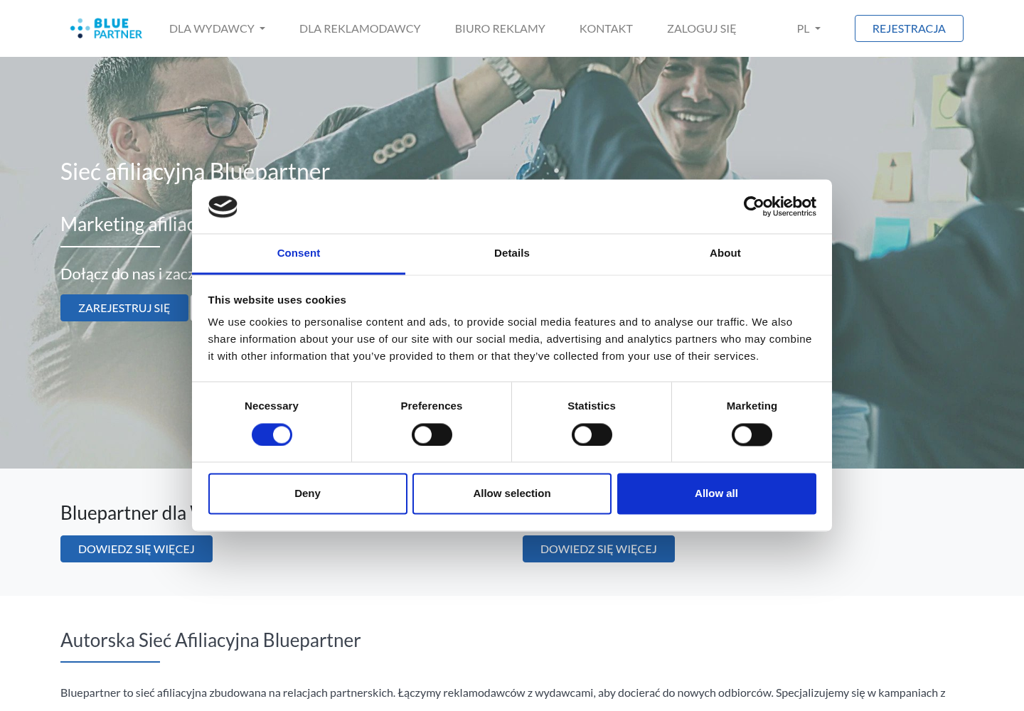 Zrzut oficjalnej strony Bluepartner
