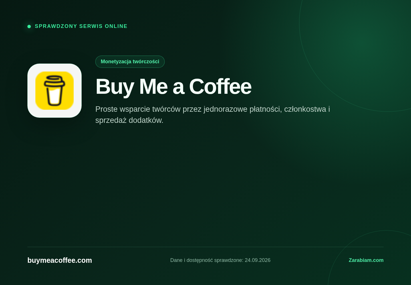 Zrzut oficjalnej strony Buy Me a Coffee