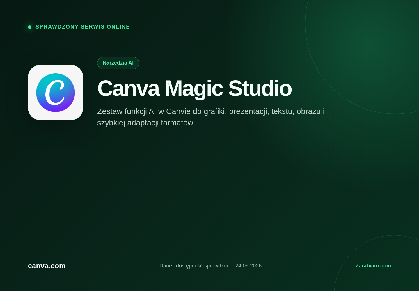 Zrzut oficjalnej strony Canva Magic Studio