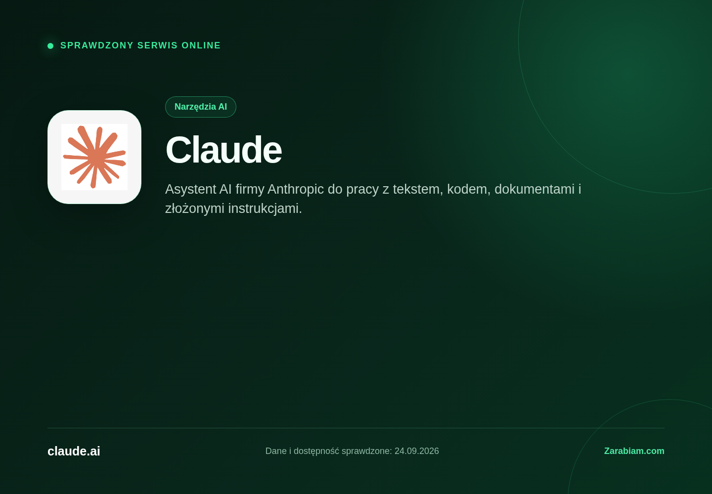 Zrzut oficjalnej strony Claude
