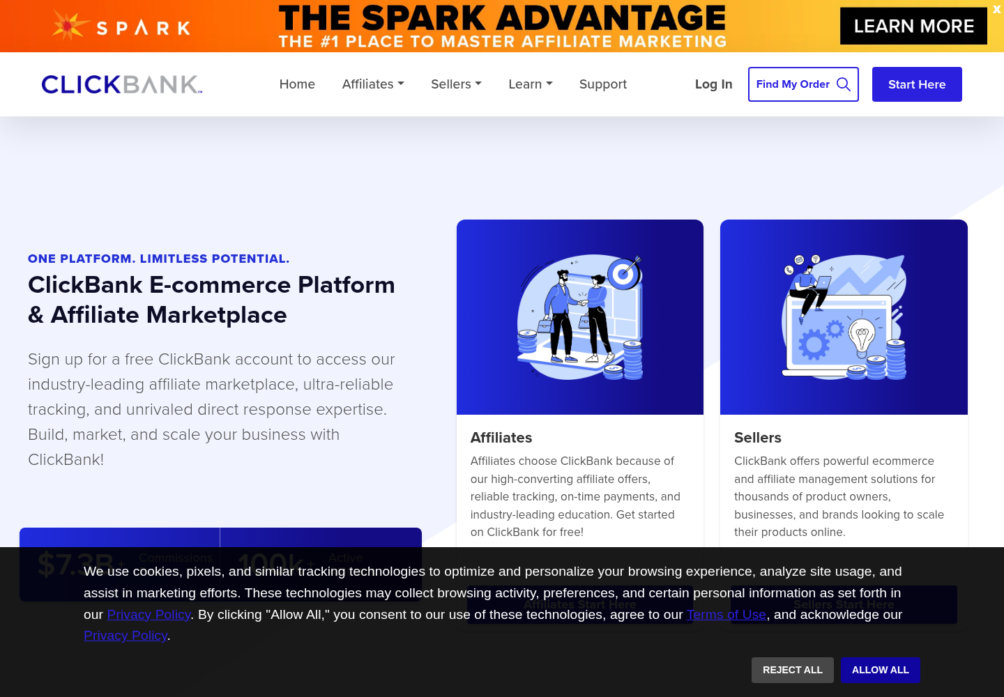 Zrzut oficjalnej strony ClickBank