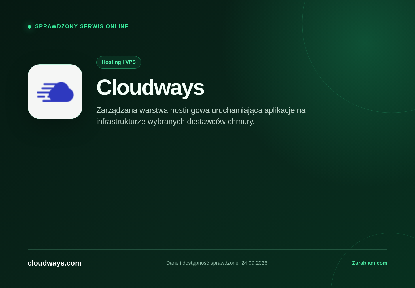 Zrzut oficjalnej strony Cloudways