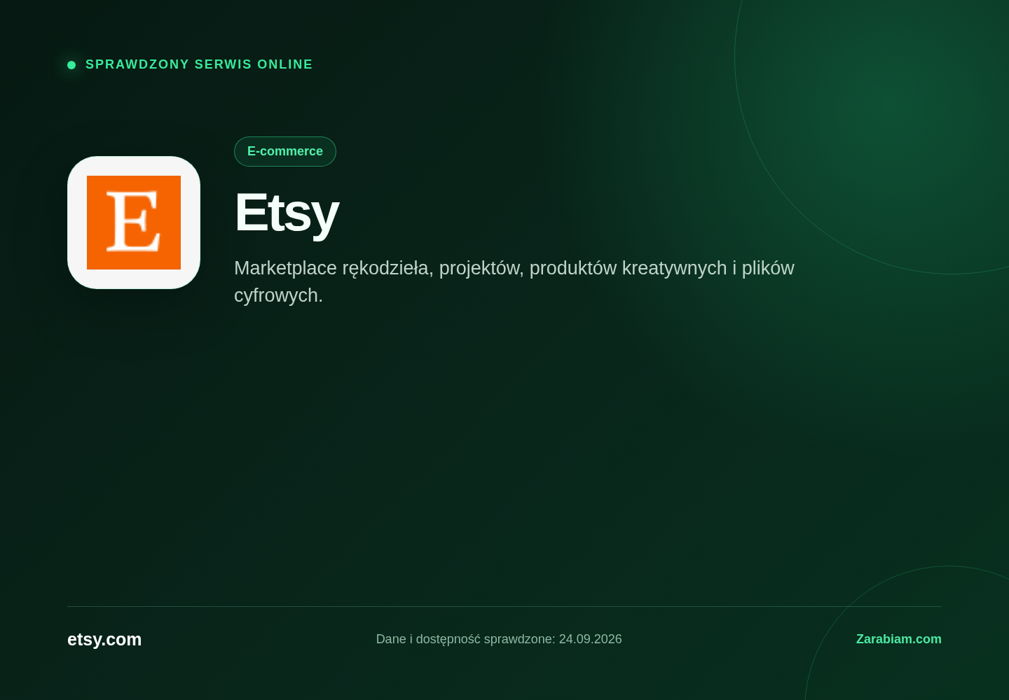 Zrzut oficjalnej strony Etsy