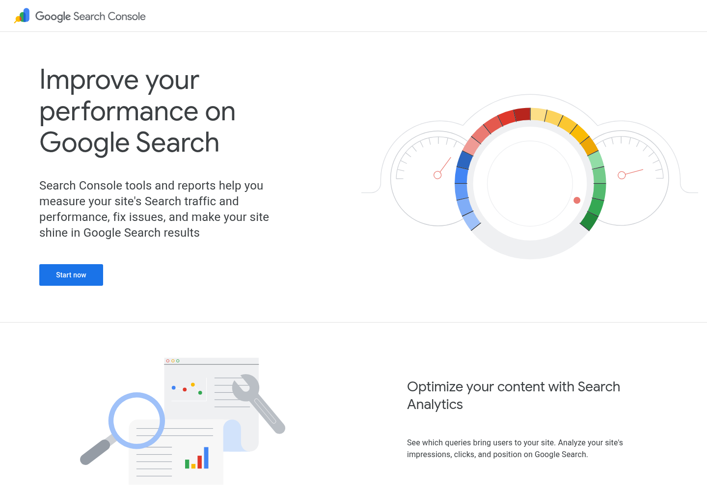 Zrzut oficjalnej strony Google Search Console