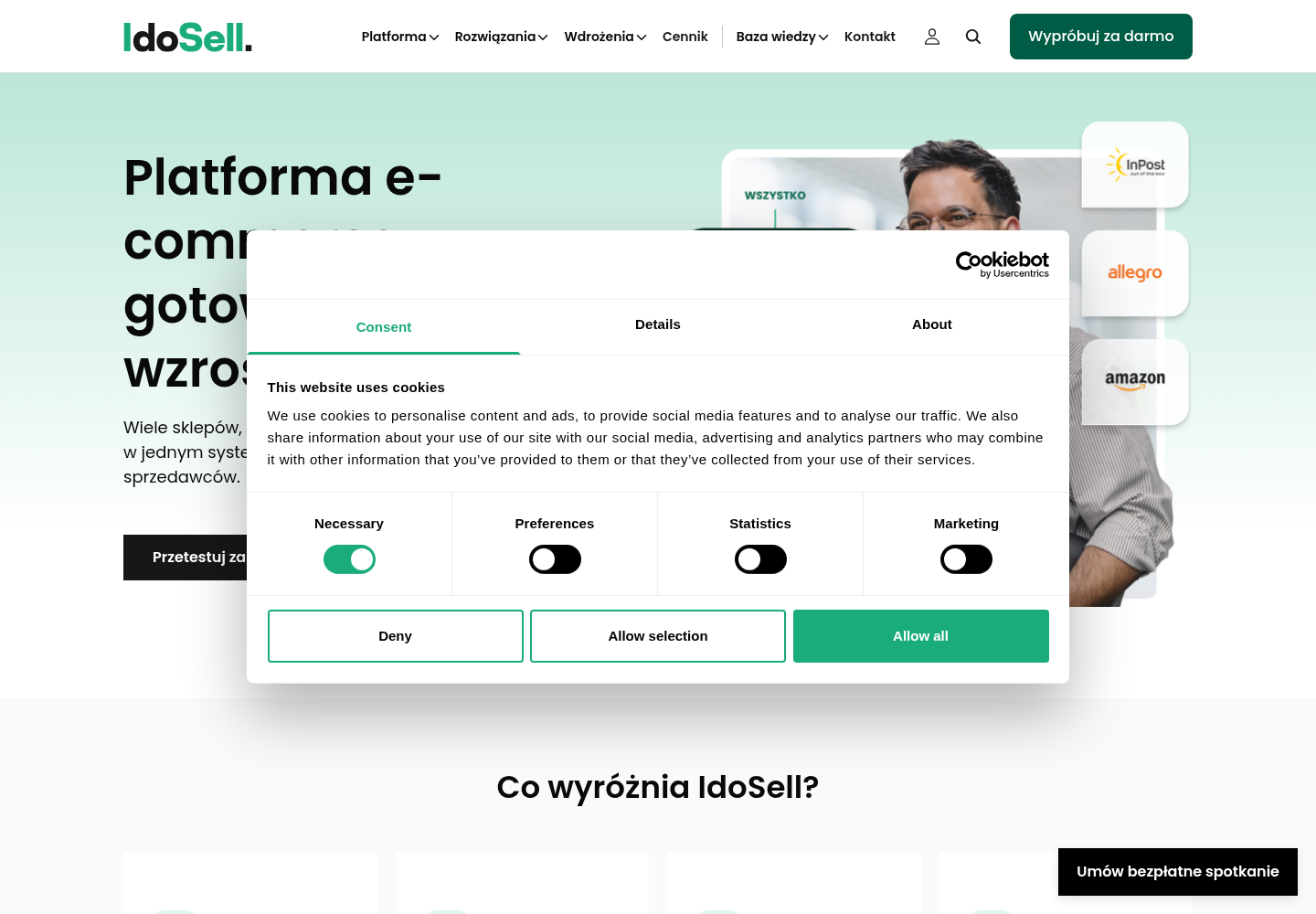 Zrzut oficjalnej strony IdoSell