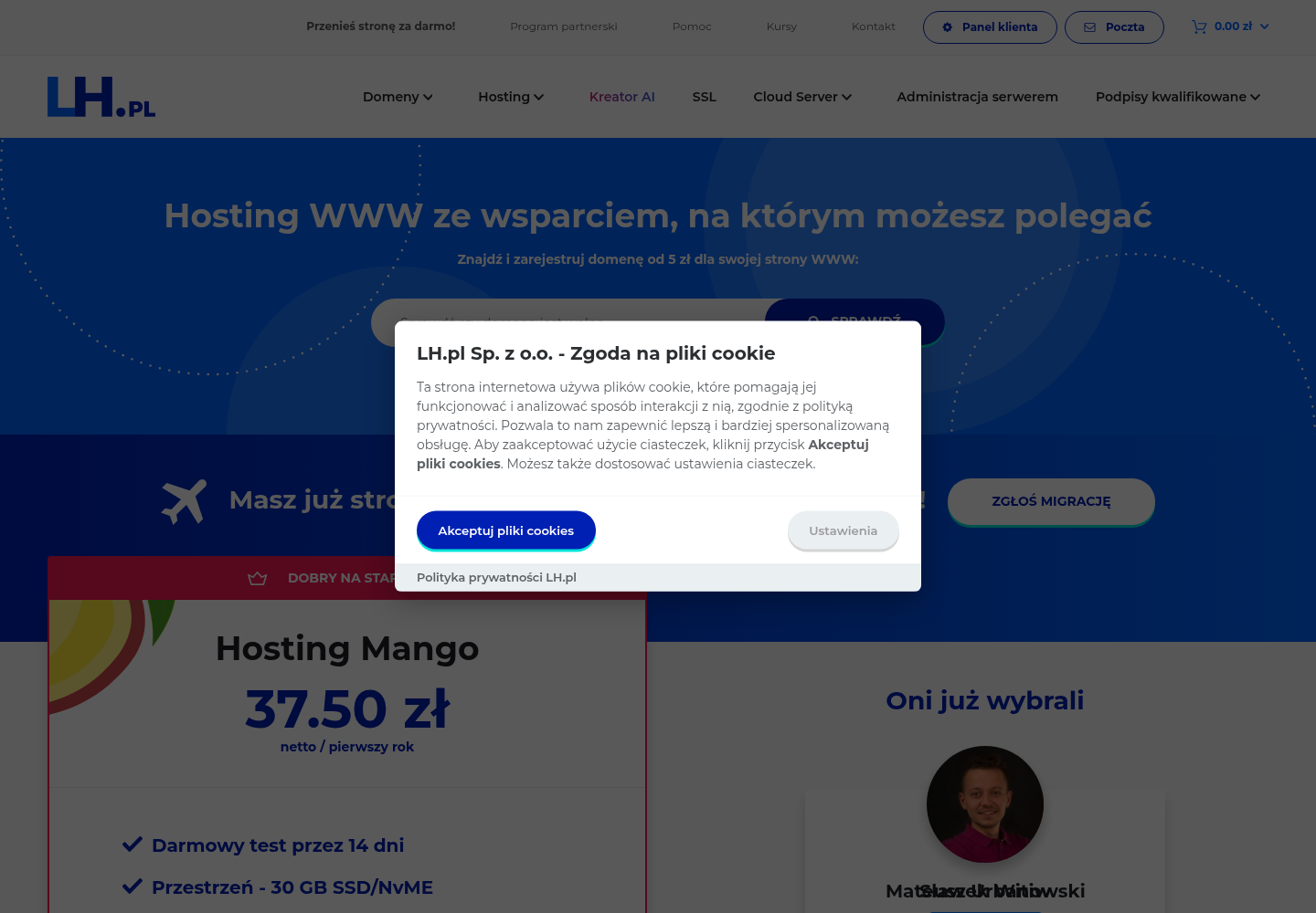Zrzut oficjalnej strony LH.pl