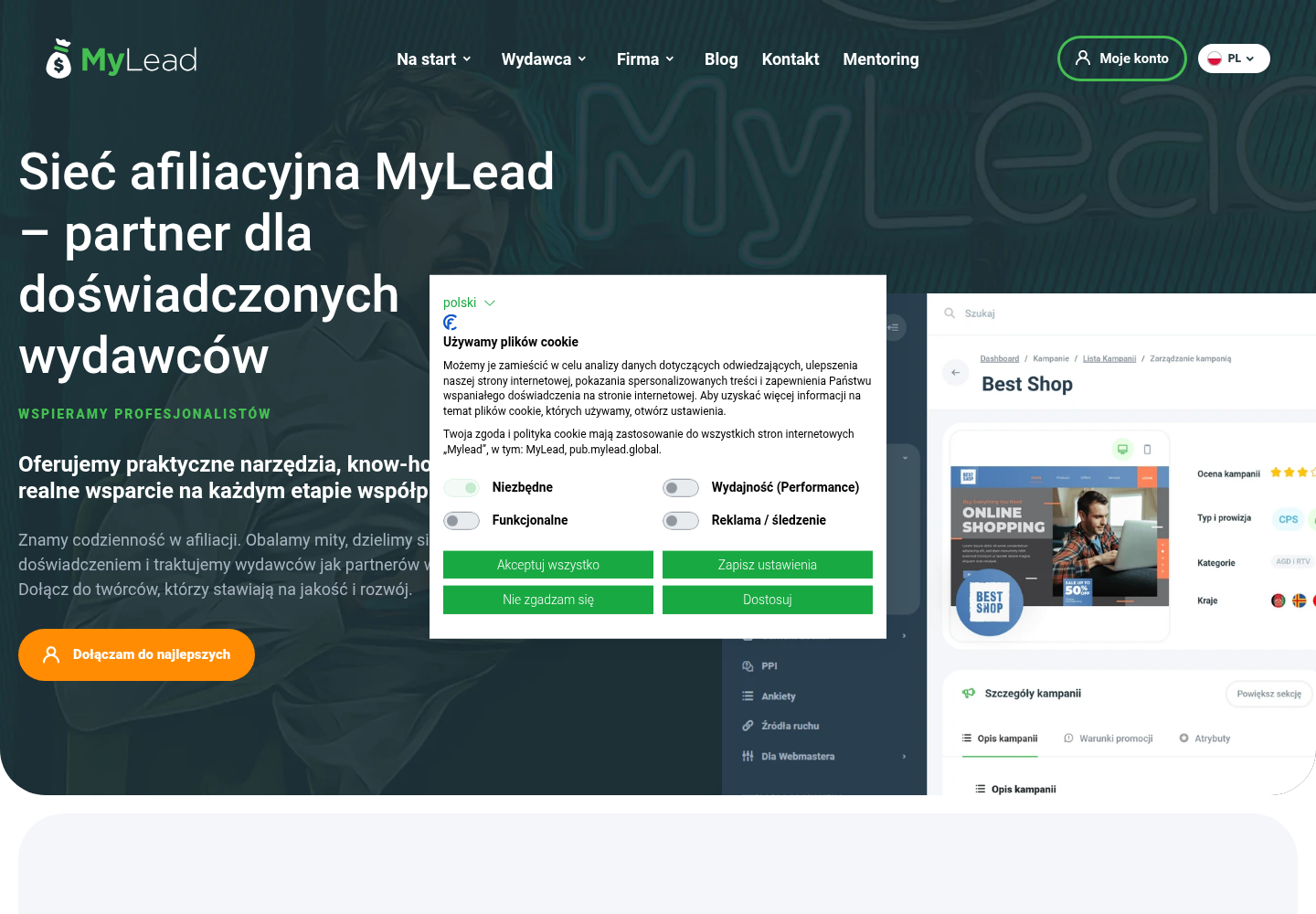 Zrzut oficjalnej strony MyLead