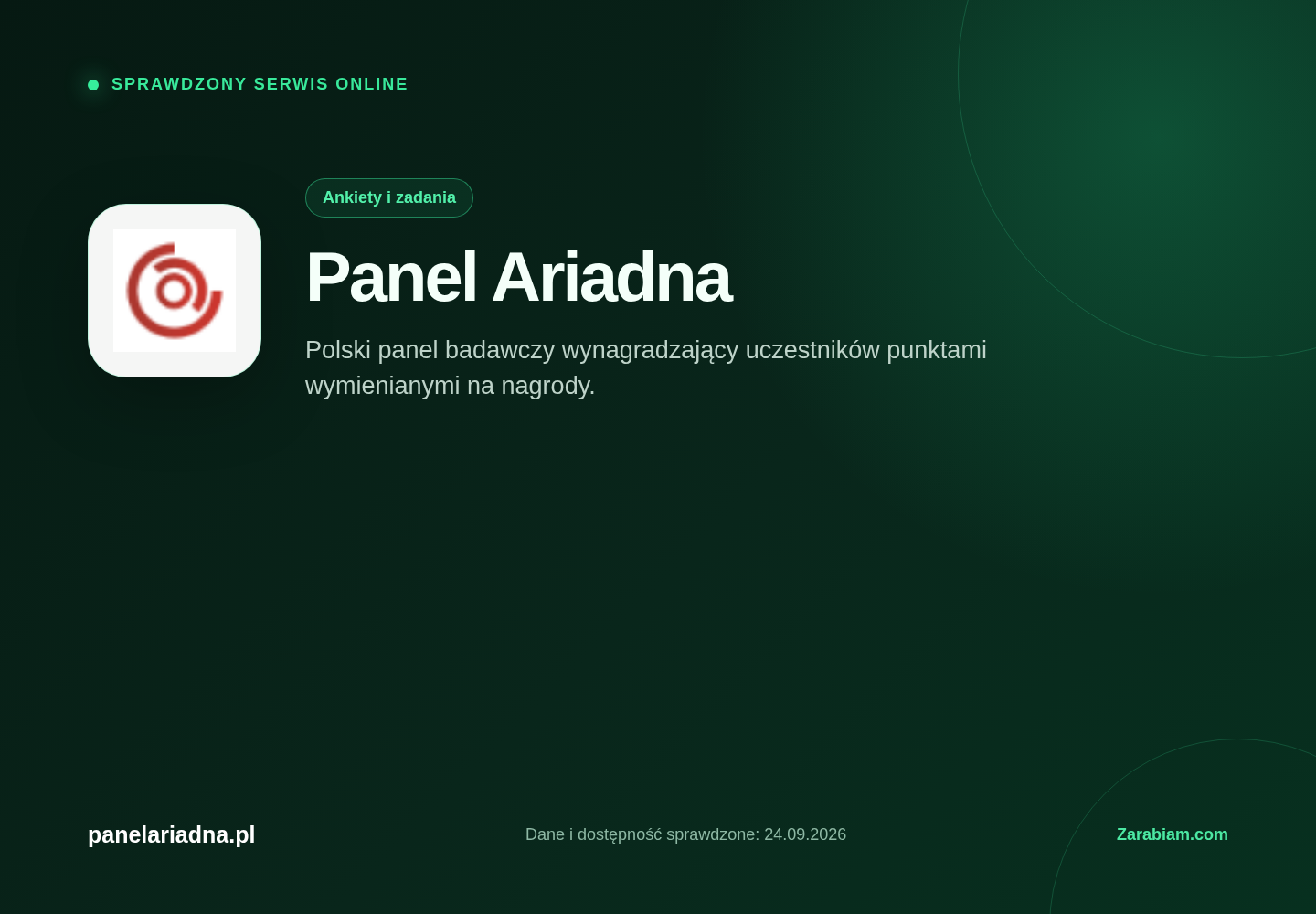 Zrzut oficjalnej strony Panel Ariadna