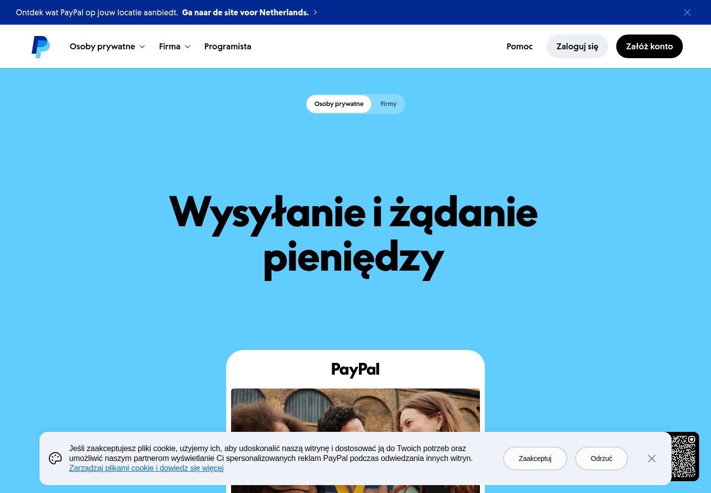 Zrzut oficjalnej strony PayPal