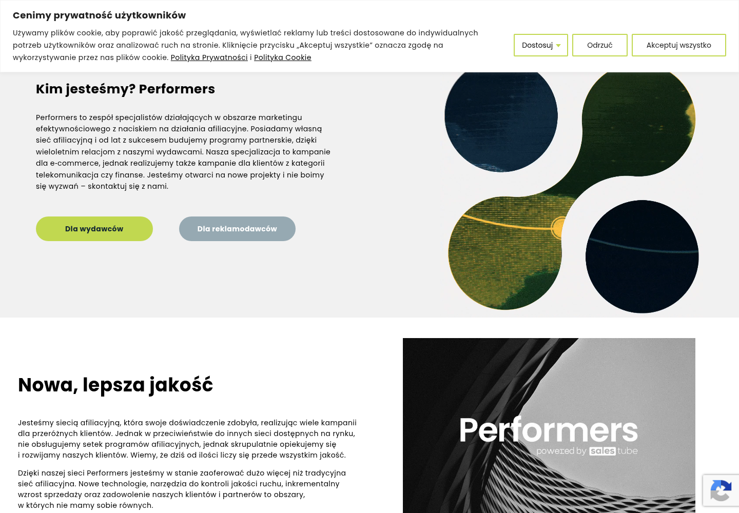 Zrzut oficjalnej strony Performers