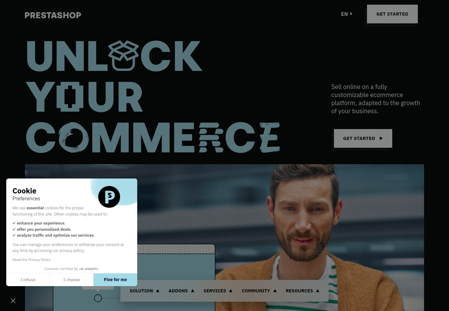 Zrzut oficjalnej strony PrestaShop