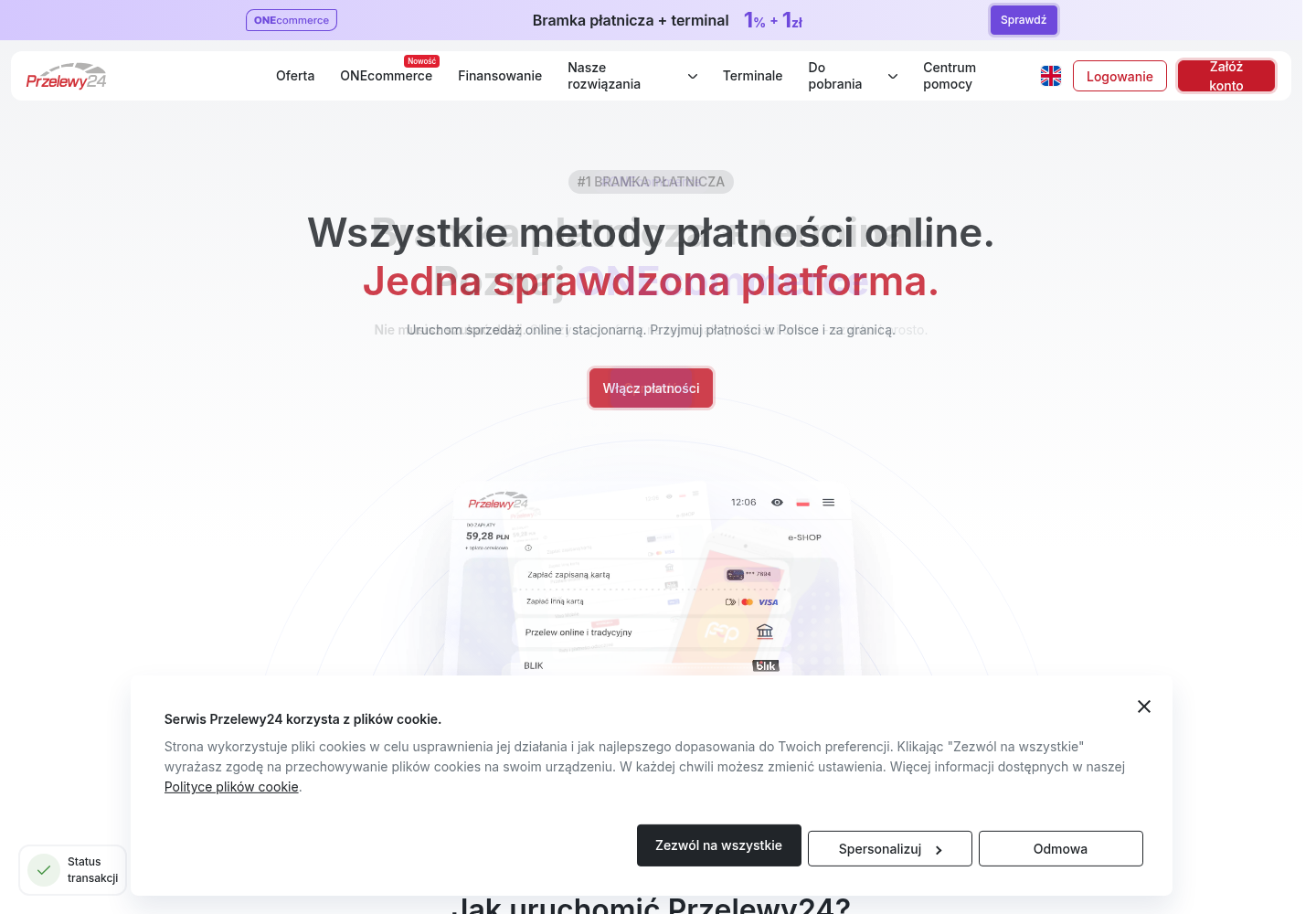 Zrzut oficjalnej strony Przelewy24
