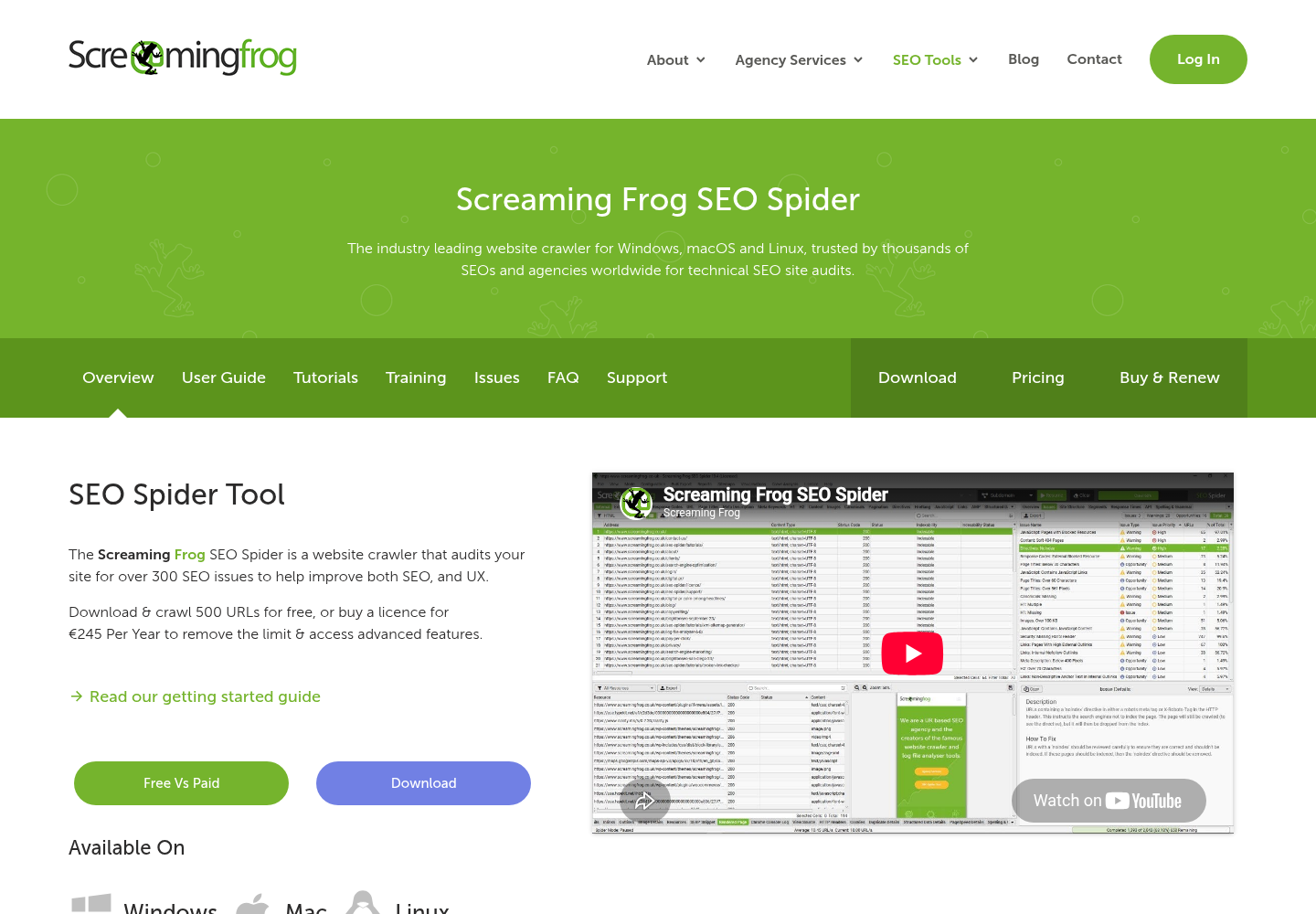 Zrzut oficjalnej strony Screaming Frog SEO Spider