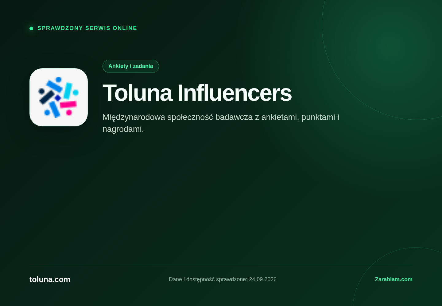 Zrzut oficjalnej strony Toluna Influencers