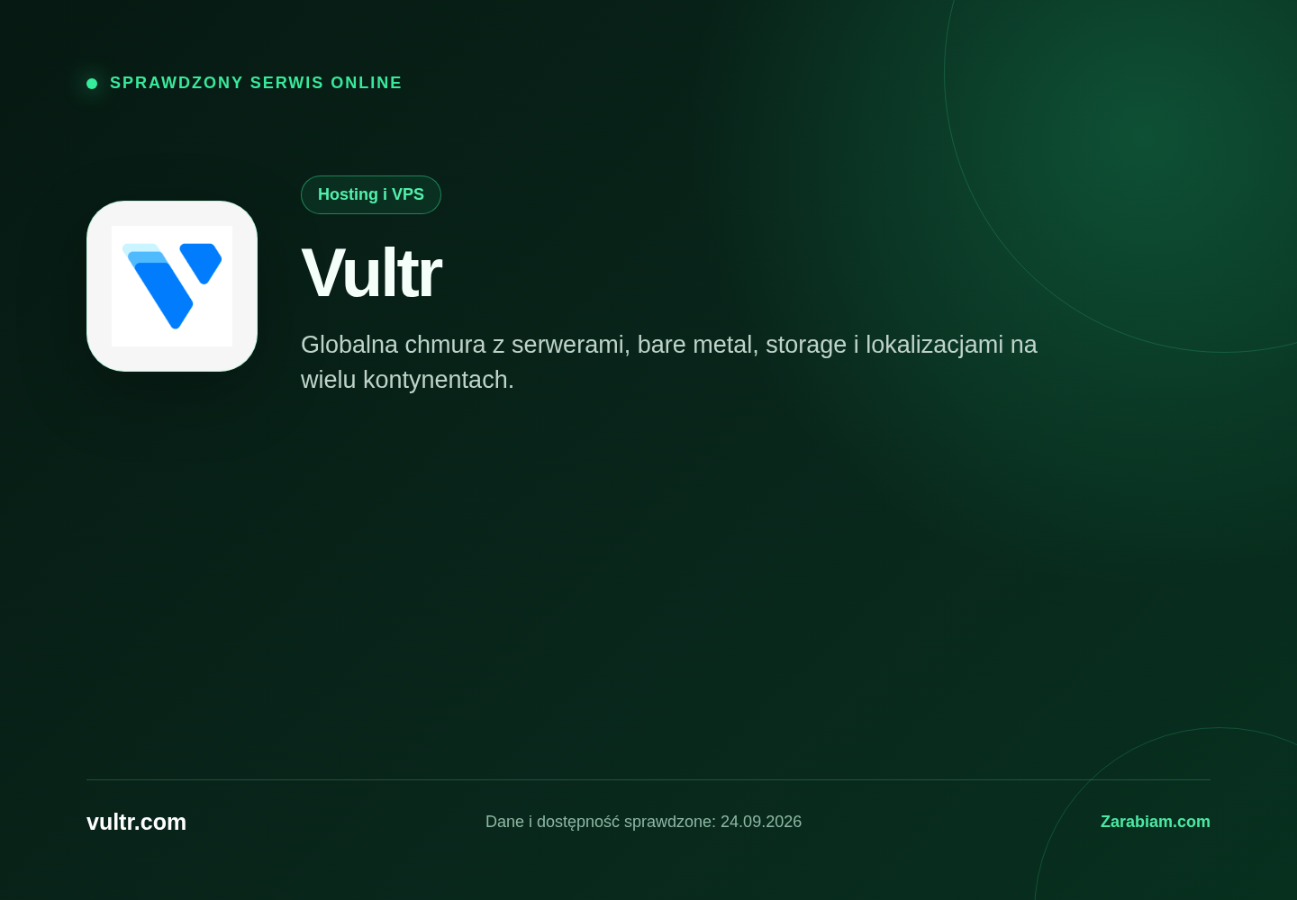 Zrzut oficjalnej strony Vultr