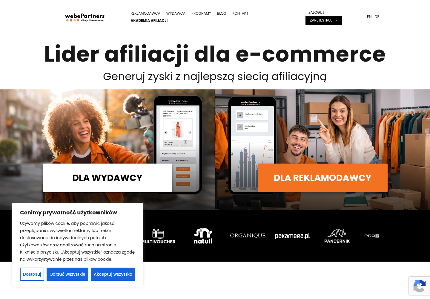Zrzut oficjalnej strony webePartners